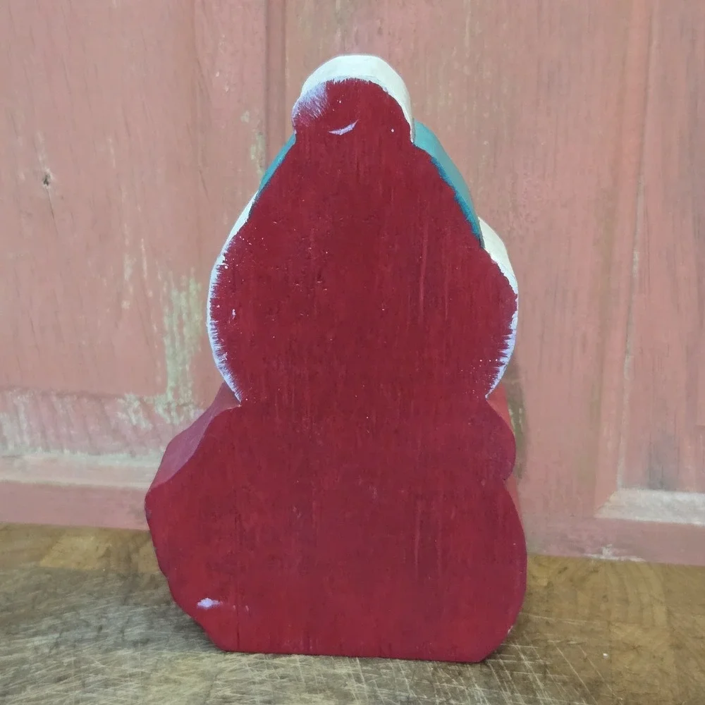 Folk Art‎ Style Hand Painted Wood Shelf Sitter Christmas Cardinal Scarf Decor